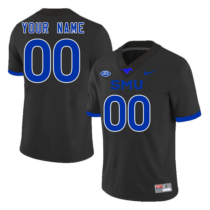 Custom SMU Mustangs Name And Number Football Jersey-Black